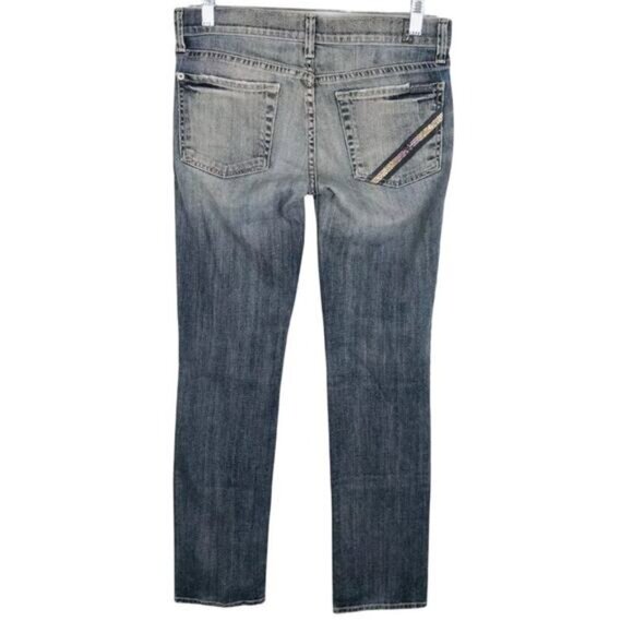 7 for All Mankind Women's Size 28 Straight Leg Jeans Sequin Pocket - Picture 2 of 10